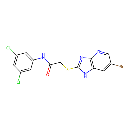 2-[(6-bromo-1H-imidazo[4,5-b]pyridin-2-yl)sulfanyl]-N-(3,5-dichlorophenyl)acetamide structure