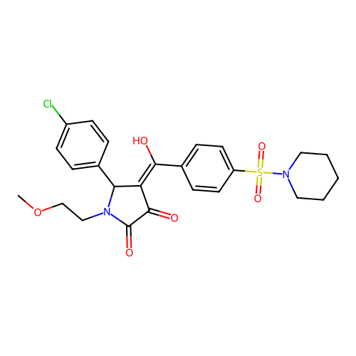 (4E)-5-(4-chlorophenyl)-4-[hydroxy-(4-piperidin-1-ylsulfonylphenyl)methylidene]-1-(2-methoxyethyl)pyrrolidine-2,3-dione structure