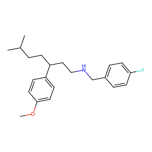 N-(4-fluorobenzyl)-3-(4-methoxyphenyl)-6-methylheptan-1-amine structure