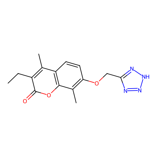 3-ethyl-4,8-dimethyl-7-(1H-tetrazol-5-ylmethoxy)-2H-chromen-2-one structure