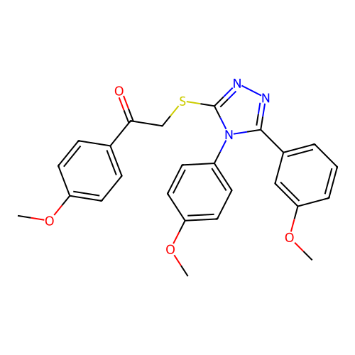 1-(4-methoxyphenyl)-2-((5-(3-methoxyphenyl)-4-(4-methoxyphenyl)-4H-1,2,4-triazol-3-yl)thio)ethanone structure