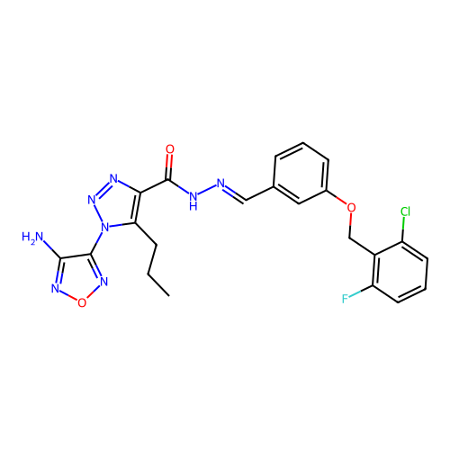 C22H20ClFN8O3 structure