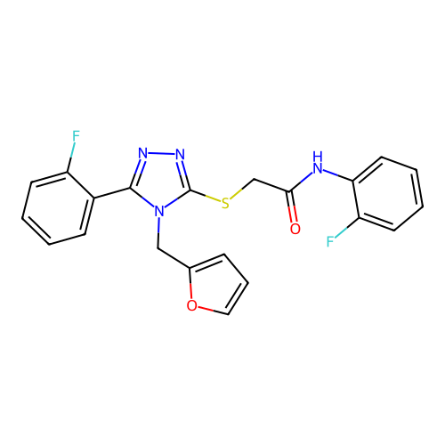 N-(2-fluorophenyl)-2-{[5-(2-fluorophenyl)-4-(furan-2-ylmethyl)-4H-1,2,4-triazol-3-yl]sulfanyl}acetamide structure