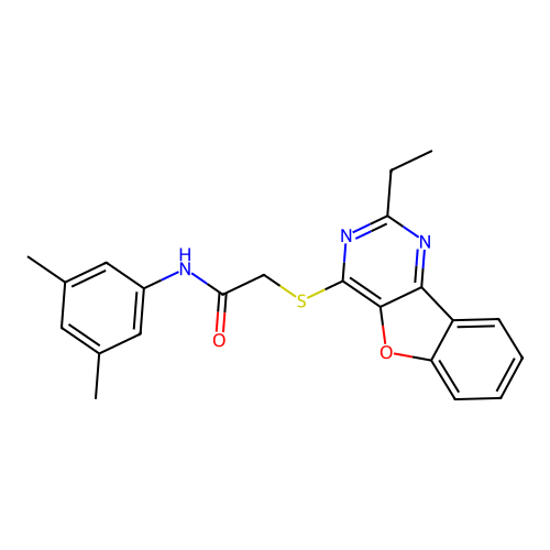 N-(3,5-dimethylphenyl)-2-((2-ethylbenzofuro[3,2-d]pyrimidin-4-yl)thio)acetamide structure