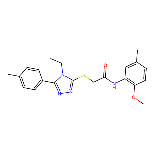 2-{[4-ethyl-5-(4-methylphenyl)-4H-1,2,4-triazol-3-yl]sulfanyl}-N-(2-methoxy-5-methylphenyl)acetamide structure