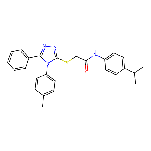 2-[[4-(4-methylphenyl)-5-phenyl-1,2,4-triazol-3-yl]sulfanyl]-N-(4-propan-2-ylphenyl)acetamide structure