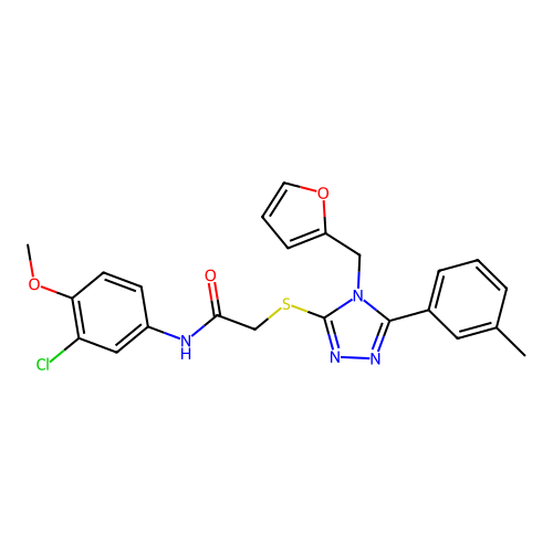 N-(3-chloro-4-methoxyphenyl)-2-{[4-(furan-2-ylmethyl)-5-(3-methylphenyl)-4H-1,2,4-triazol-3-yl]sulfanyl}acetamide structure