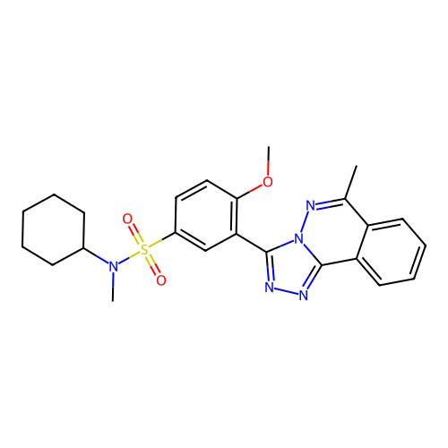 N-cyclohexyl-4-methoxy-N-methyl-3-(6-methyl-[1,2,4]triazolo[3,4-a]phthalazin-3-yl)benzenesulfonamide structure