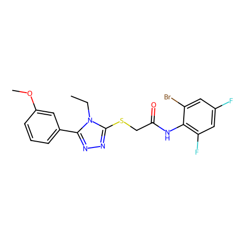 N-(2-bromo-4,6-difluorophenyl)-2-{[4-ethyl-5-(3-methoxyphenyl)-4H-1,2,4-triazol-3-yl]sulfanyl}acetamide structure