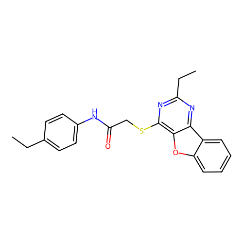 2-((2-ethylbenzofuro[3,2-d]pyrimidin-4-yl)thio)-N-(4-ethylphenyl)acetamide structure