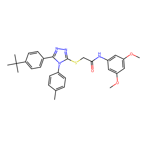 2-{[5-(4-tert-butylphenyl)-4-(4-methylphenyl)-4H-1,2,4-triazol-3-yl]sulfanyl}-N-(3,5-dimethoxyphenyl)acetamide structure