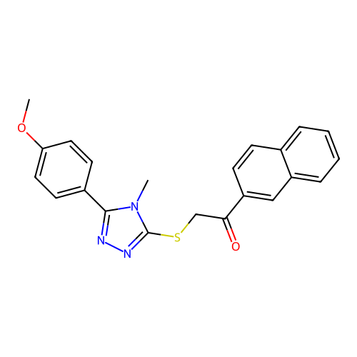 2-[[5-(4-methoxyphenyl)-4-methyl-1,2,4-triazol-3-yl]sulfanyl]-1-naphthalen-2-ylethanone structure