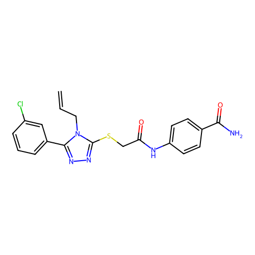 4-[[2-[[5-(3-chlorophenyl)-4-prop-2-enyl-1,2,4-triazol-3-yl]sulfanyl]acetyl]amino]benzamide structure