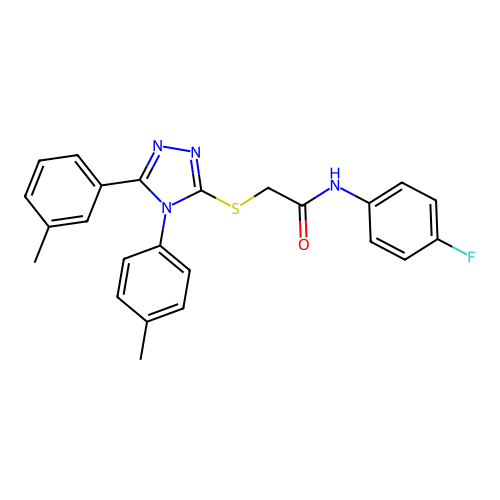 N-(4-fluorophenyl)-2-[[5-(3-methylphenyl)-4-(4-methylphenyl)-1,2,4-triazol-3-yl]sulfanyl]acetamide structure