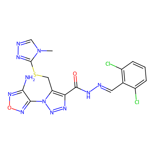 C16H13Cl2N11O2S structure
