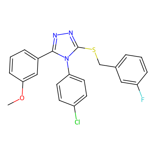 4-(4-chlorophenyl)-3-[(3-fluorophenyl)methylsulfanyl]-5-(3-methoxyphenyl)-1,2,4-triazole structure