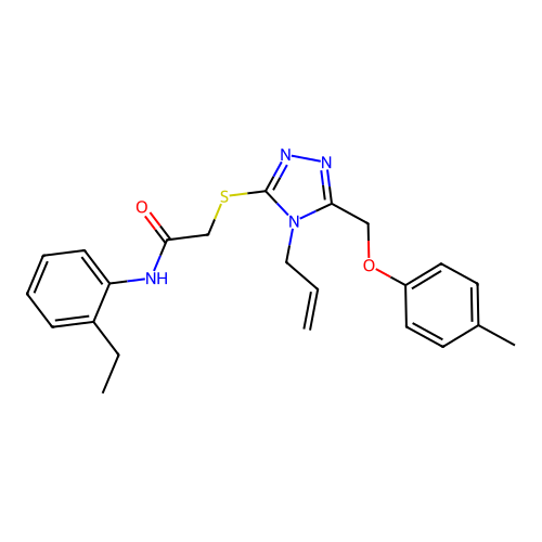 2-((4-allyl-5-((p-tolyloxy)methyl)-4H-1,2,4-triazol-3-yl)thio)-N-(2-ethylphenyl)acetamide structure