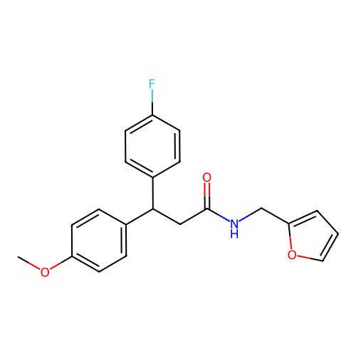 3-(4-fluorophenyl)-N-(furan-2-ylmethyl)-3-(4-methoxyphenyl)propanamide structure