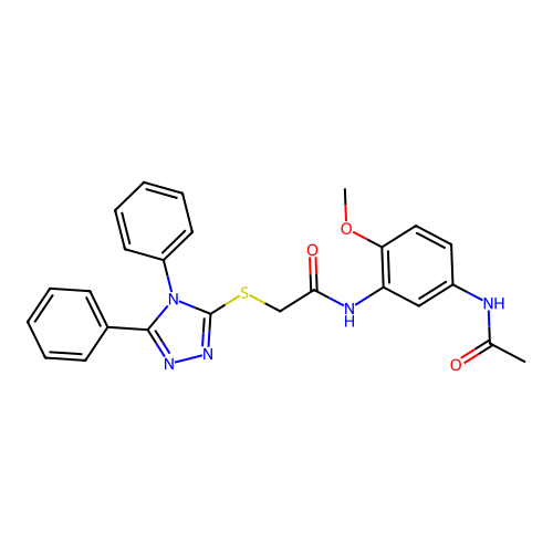N-(5-acetamido-2-methoxyphenyl)-2-((4,5-diphenyl-4H-1,2,4-triazol-3-yl)thio)acetamide structure