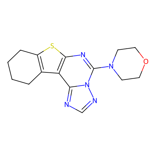 4-(8,9,10,11-tetrahydro[1]benzothieno[3,2-e][1,2,4]triazolo[1,5-c]pyrimidin-5-yl)morpholine structure