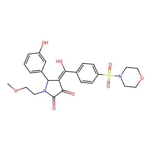 (4E)-4-[hydroxy-(4-morpholin-4-ylsulfonylphenyl)methylidene]-5-(3-hydroxyphenyl)-1-(2-methoxyethyl)pyrrolidine-2,3-dione structure