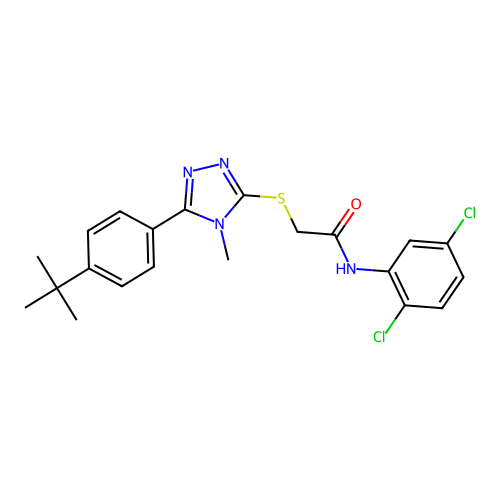 2-((5-(4-(tert-butyl)phenyl)-4-methyl-4H-1,2,4-triazol-3-yl)thio)-N-(2,5-dichlorophenyl)acetamide structure