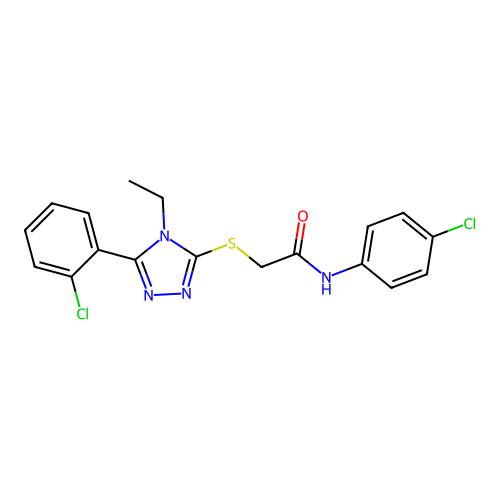 N-(4-chlorophenyl)-2-{[5-(2-chlorophenyl)-4-ethyl-4H-1,2,4-triazol-3-yl]sulfanyl}acetamide structure