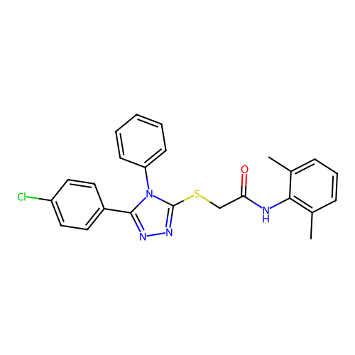 2-[[5-(4-chlorophenyl)-4-phenyl-1,2,4-triazol-3-yl]sulfanyl]-N-(2,6-dimethylphenyl)acetamide structure