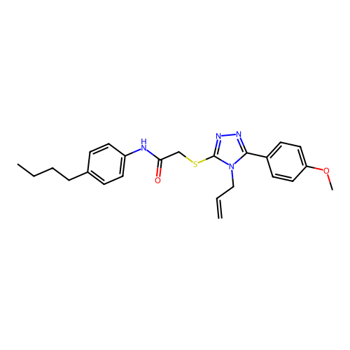 N-(4-butylphenyl)-2-[[5-(4-methoxyphenyl)-4-prop-2-enyl-1,2,4-triazol-3-yl]sulfanyl]acetamide structure