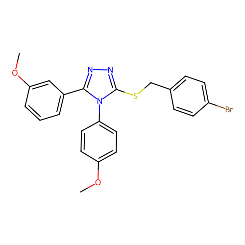 3-[(4-bromophenyl)methylsulfanyl]-5-(3-methoxyphenyl)-4-(4-methoxyphenyl)-1,2,4-triazole structure