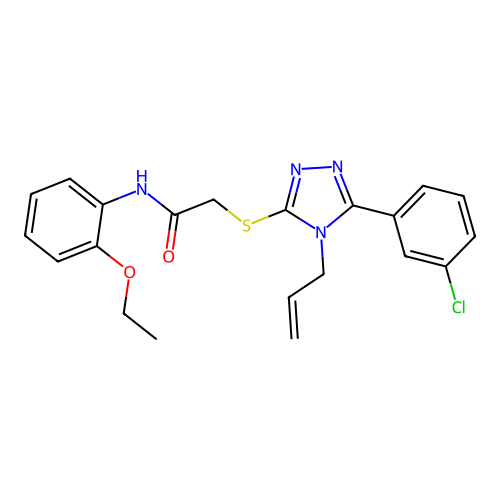 2-[[5-(3-chlorophenyl)-4-prop-2-enyl-1,2,4-triazol-3-yl]sulfanyl]-N-(2-ethoxyphenyl)acetamide structure