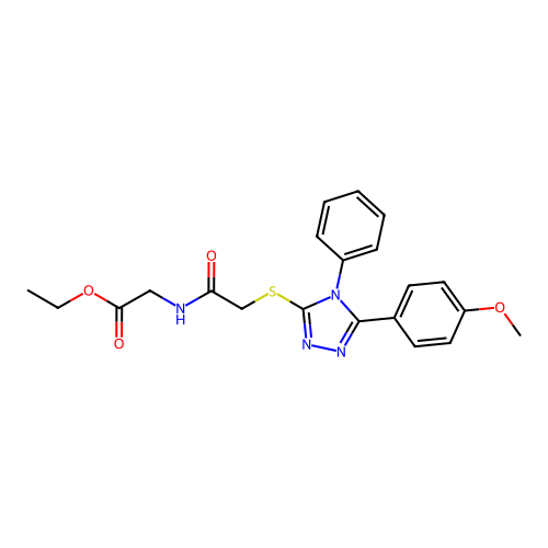 Ethyl 2-[[2-[[5-(4-methoxyphenyl)-4-phenyl-1,2,4-triazol-3-yl]sulfanyl]acetyl]amino]acetate structure
