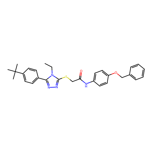 N-[4-(benzyloxy)phenyl]-2-{[5-(4-tert-butylphenyl)-4-ethyl-4H-1,2,4-triazol-3-yl]sulfanyl}acetamide structure