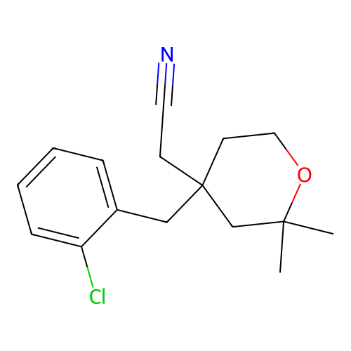 2-[4-[(2-Chlorophenyl)methyl]-2,2-dimethyloxan-4-yl]acetonitrile structure