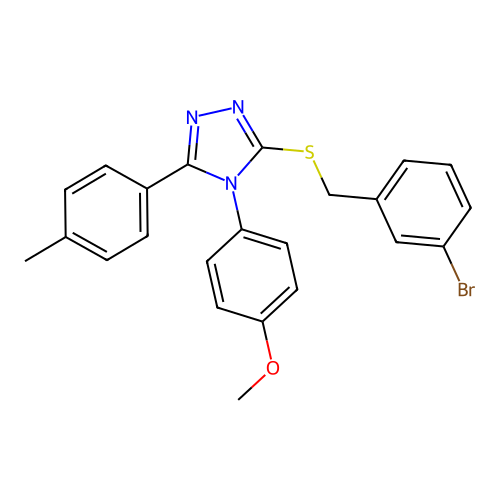 3-[(3-bromophenyl)methylsulfanyl]-4-(4-methoxyphenyl)-5-(4-methylphenyl)-1,2,4-triazole structure