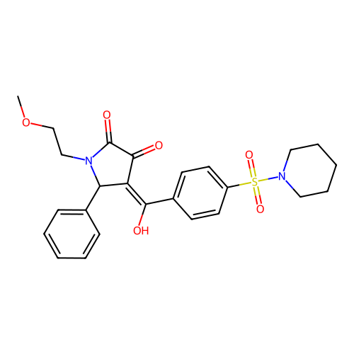 3-hydroxy-1-(2-methoxyethyl)-5-phenyl-4-[4-(piperidine-1-sulfonyl)benzoyl]-2,5-dihydro-1H-pyrrol-2-one structure