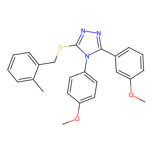 3-(3-methoxyphenyl)-4-(4-methoxyphenyl)-5-((2-methylbenzyl)thio)-4H-1,2,4-triazole structure