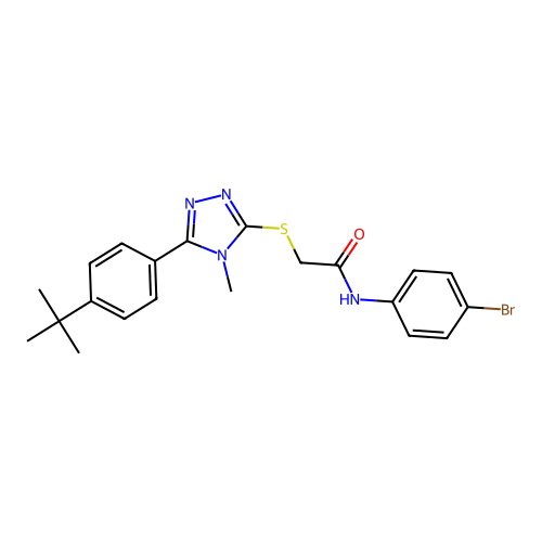 N-(4-bromophenyl)-2-{[5-(4-tert-butylphenyl)-4-methyl-4H-1,2,4-triazol-3-yl]sulfanyl}acetamide structure