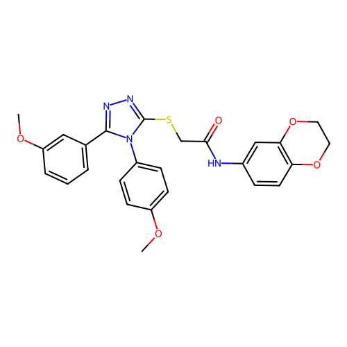 N-(2,3-dihydro-1,4-benzodioxin-6-yl)-2-{[5-(3-methoxyphenyl)-4-(4-methoxyphenyl)-4H-1,2,4-triazol-3-yl]sulfanyl}acetamide structure