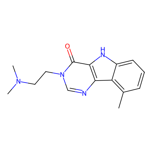 3-[2-(dimethylamino)ethyl]-9-methyl-3,5-dihydro-4H-pyrimido[5,4-b]indol-4-one structure