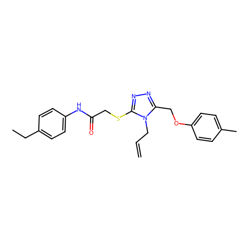 2-((4-allyl-5-((p-tolyloxy)methyl)-4H-1,2,4-triazol-3-yl)thio)-N-(4-ethylphenyl)acetamide structure