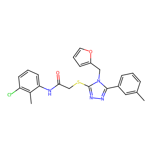 N-(3-chloro-2-methylphenyl)-2-{[4-(furan-2-ylmethyl)-5-(3-methylphenyl)-4H-1,2,4-triazol-3-yl]sulfanyl}acetamide structure