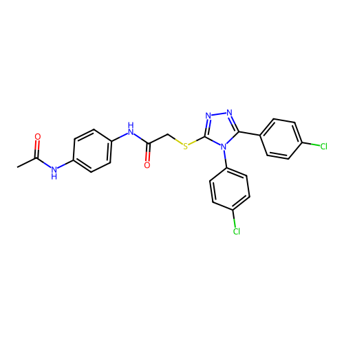 N-(4-acetamidophenyl)-2-((4,5-bis(4-chlorophenyl)-4H-1,2,4-triazol-3-yl)thio)acetamide structure