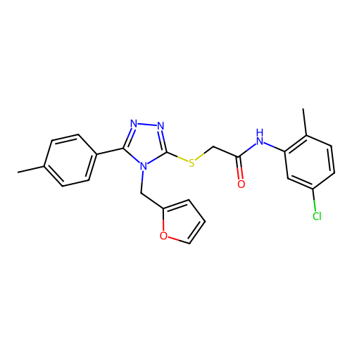 N-(5-chloro-2-methylphenyl)-2-{[4-(furan-2-ylmethyl)-5-(4-methylphenyl)-4H-1,2,4-triazol-3-yl]sulfanyl}acetamide structure