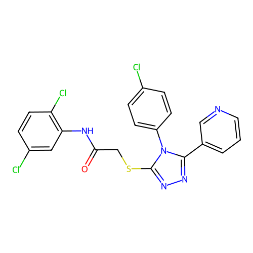 2-[[4-(4-chlorophenyl)-5-pyridin-3-yl-1,2,4-triazol-3-yl]sulfanyl]-N-(2,5-dichlorophenyl)acetamide structure