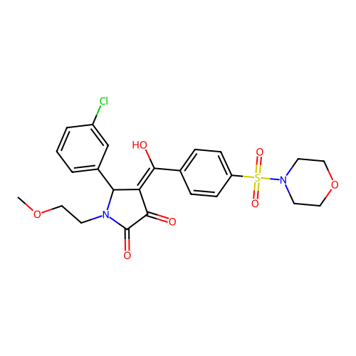 (4E)-5-(3-chlorophenyl)-4-[hydroxy-(4-morpholin-4-ylsulfonylphenyl)methylidene]-1-(2-methoxyethyl)pyrrolidine-2,3-dione structure