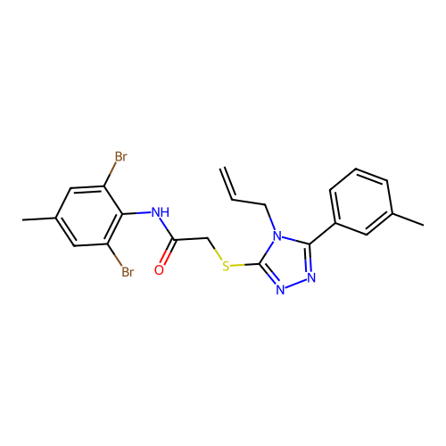 N-(2,6-dibromo-4-methylphenyl)-2-{[5-(3-methylphenyl)-4-(prop-2-en-1-yl)-4H-1,2,4-triazol-3-yl]sulfanyl}acetamide structure