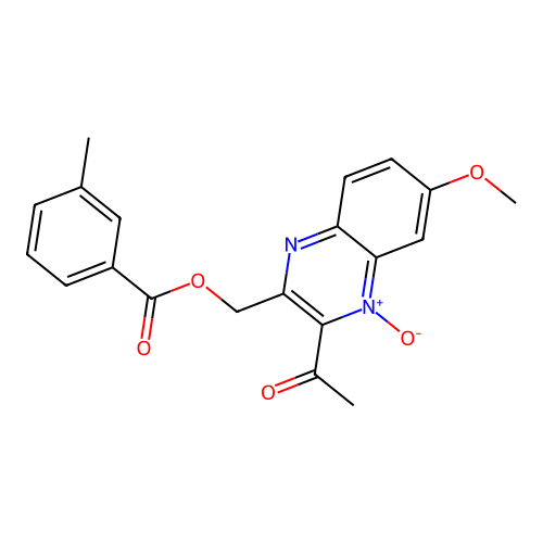 (3-Acetyl-6-methoxy-4-oxidoquinoxalin-4-ium-2-yl)methyl 3-methylbenzoate structure