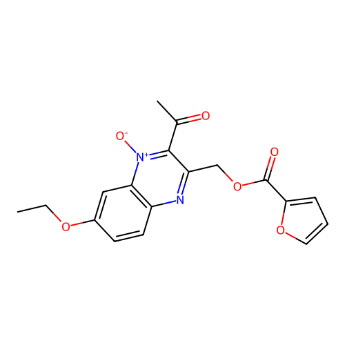 (3-Acetyl-6-ethoxy-4-oxidoquinoxalin-4-ium-2-yl)methyl furan-2-carboxylate structure