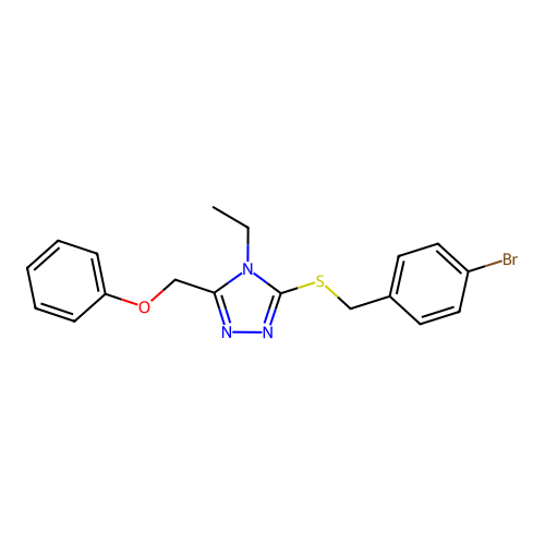 ({5-[(4-Bromophenyl)methylthio]-4-ethyl-1,2,4-triazol-3-yl}methoxy)benzene structure